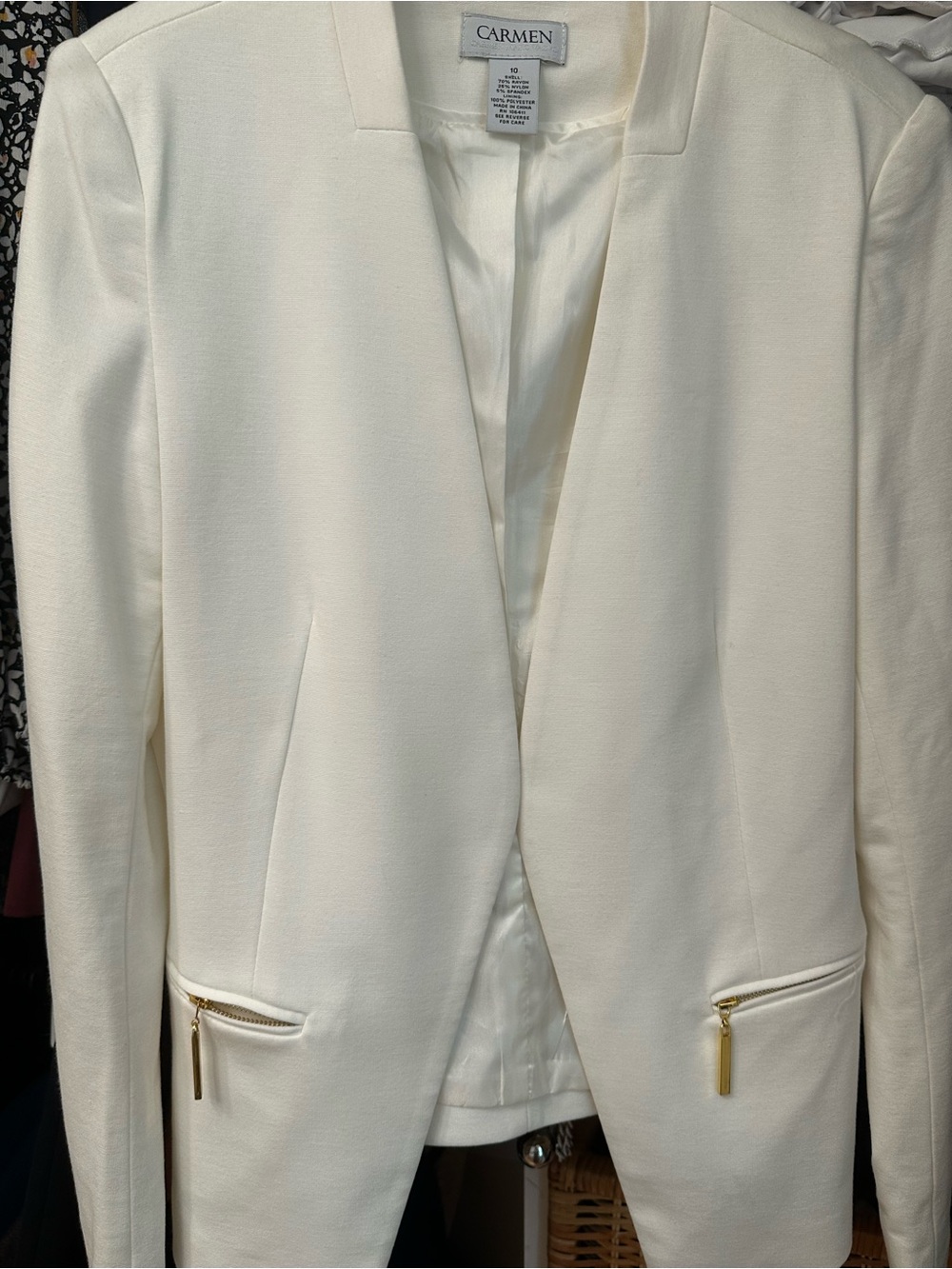 Carmen Women's Cream Open-Front Blazer Jacket